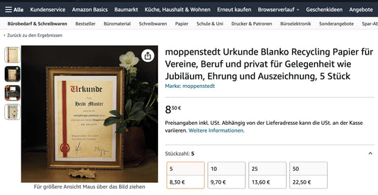 Urkunden Blanko amazon