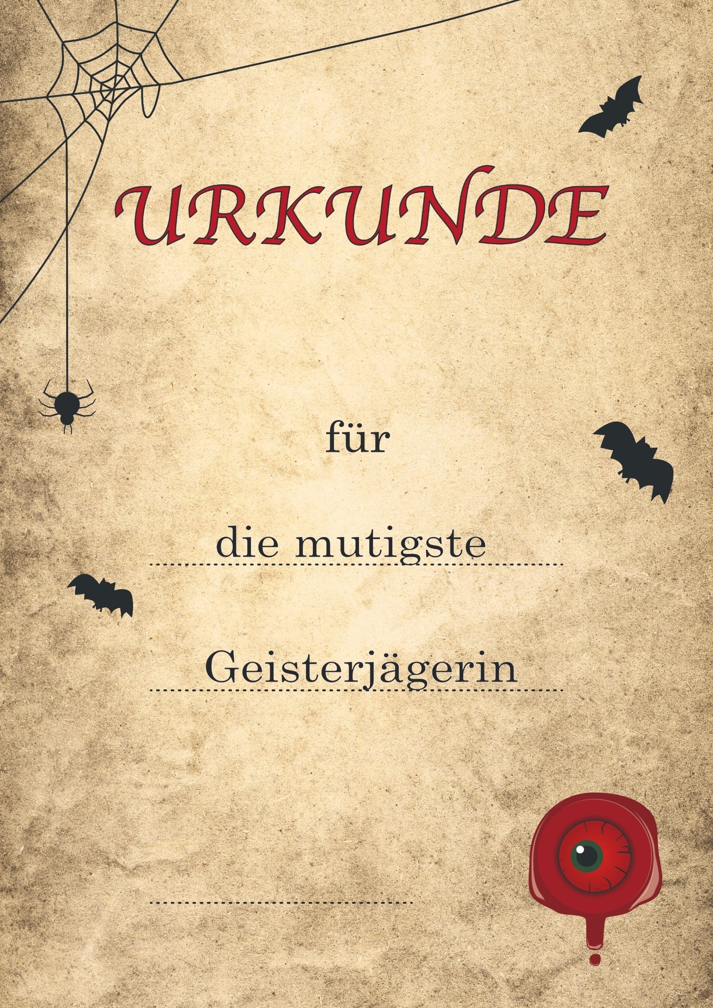 Halloween-Urkunden A4 für Kinderparty – zum Bedrucken & Beschriften, 5–50 Stück