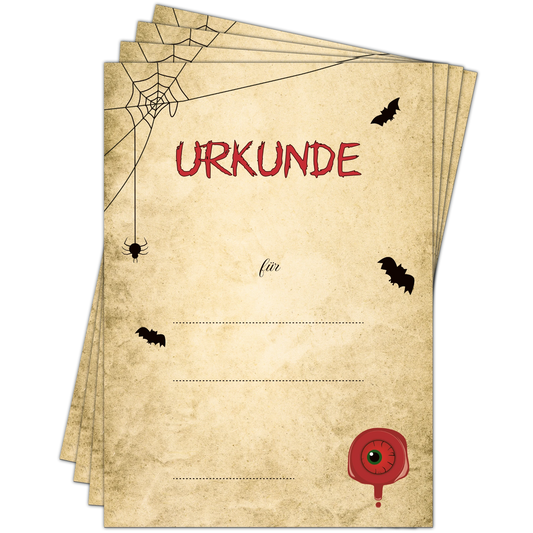 Halloween-Urkunden A4 für Kinderparty – zum Bedrucken & Beschriften, 5–50 Stück
