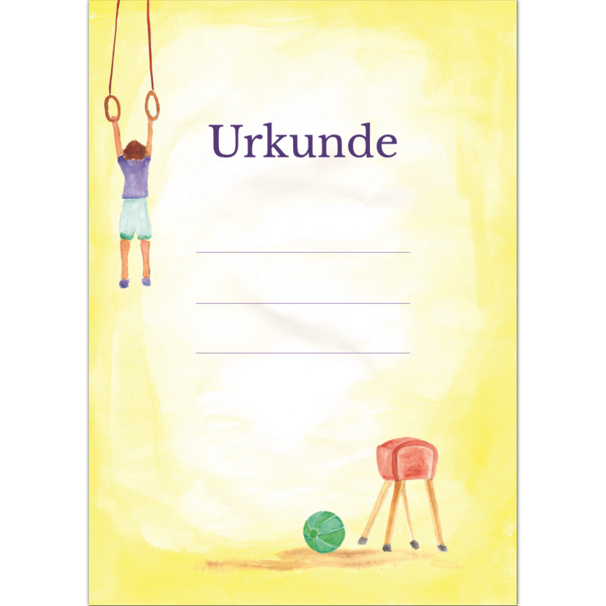 Turn-Urkunden A4 für Turnstunde & Wettkampf – zum Bedrucken & Beschriften, 5–50 Stück