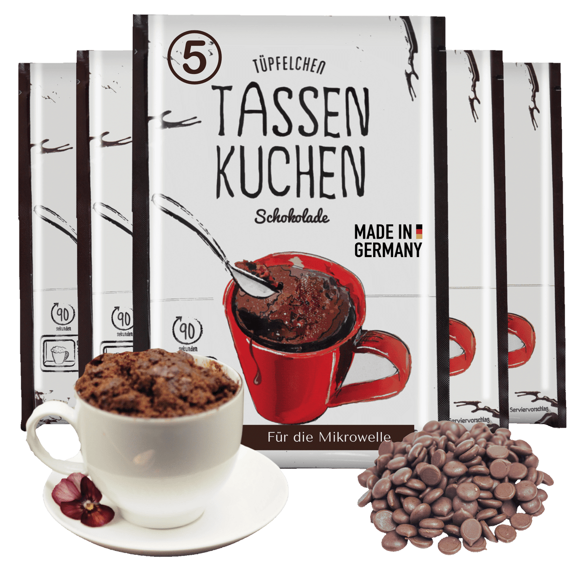 Tassenkuchen Schokolade von Tüpfelchen mit Schokostückchen