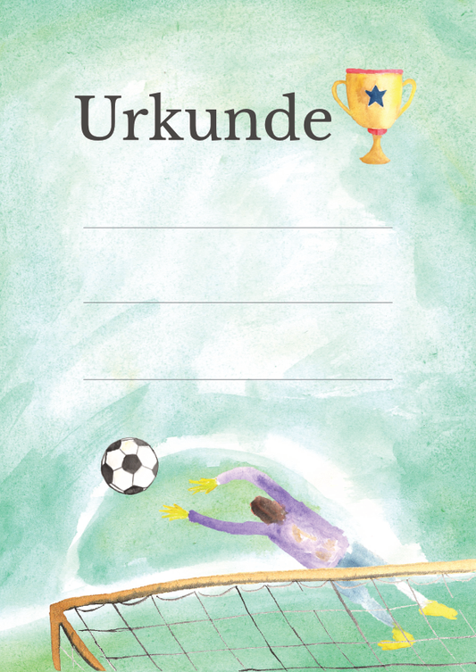 Fußball-Urkunde für Kinder, A4 bedruckbar, 160g, nachhaltig